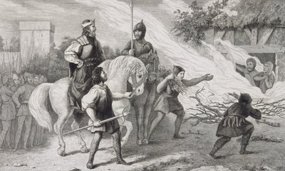 Chlotaire I (497-561) يحرق ابنه وعائلته المتمردة ، من "هيستوار دي فرانس" بواسطة كولارت ، نُشر عام 1840 بواسطة المدرسة الفرنسية