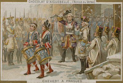 بطاقة تجارية Chocolaterie dAiguebelle مع صورة لـ Francois de Chevert بواسطة المدرسة الفرنسية
