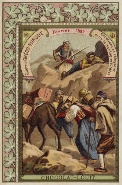 لجأ المسيحيون إلى جبال كريت ، الحرب اليونانية التركية ، فبراير 1897 بواسطة المدرسة الفرنسية
