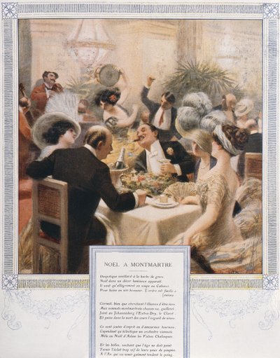 عيد الميلاد في مونمارتر ، عشاء ليلة عيد الميلاد في مطعم فاخر ، c.1900 بواسطة المدرسة الفرنسية