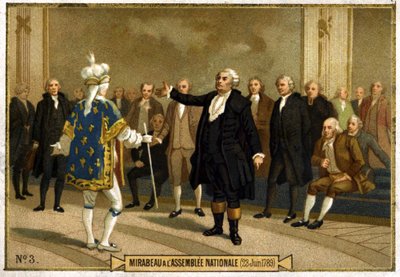 Chromolithography يمثل Honore Gabriel (Honore-Gabriel) Riqueti ، كونت ميرابو (1749-1791) في الجمعية الوطنية في 23 يونيو بواسطة المدرسة الفرنسية
