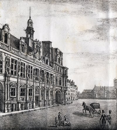قاعة المدينة - "Alphabet Picturesque des Monumens de Paris" حوالي 1840 (نقش) بواسطة المدرسة الفرنسية