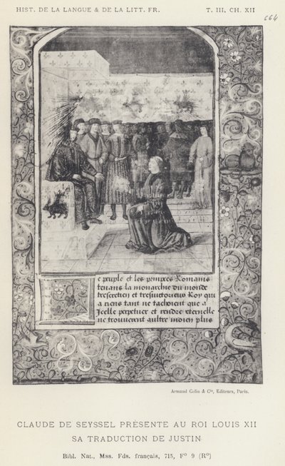 Claude De Seyssel Presente Au Roi Louis XII Sa Traduction De Justin (litho) بواسطة المدرسة الفرنسية