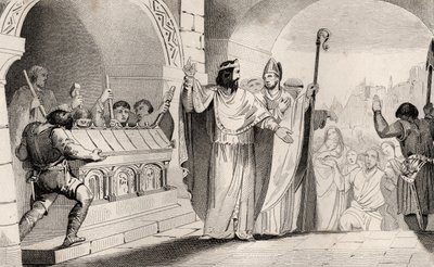 Clovis II (635-57) بيع الفضة والذهب من الضريح لإطعام الفقراء ، من "Histoire de France" بواسطة Colart ، تم نشره عام 1840 بواسطة المدرسة الفرنسية