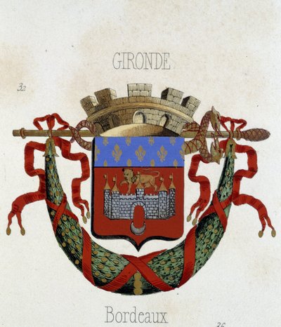 شعار مدينة بوردو - في "" Armorial National de France "، بقلم هـ. ترافيرسييه ، باريس بواسطة المدرسة الفرنسية