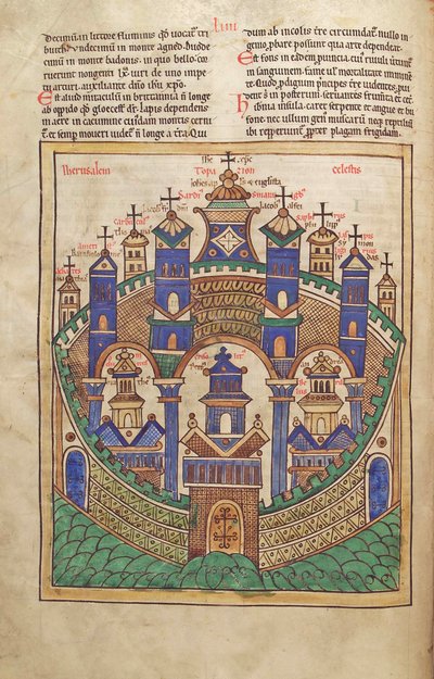 سمك القد. الجرف. 1 فالداخل. خط العرض. 43v ، مخطط القدس السماوية ، من Liber Floridus بقلم لامبرت دي سان أومير c.1120 بواسطة المدرسة الفرنسية