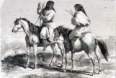 الهنود الكومانشيون في ستينيات القرن التاسع عشر (نقش) بواسطة المدرسة الفرنسية