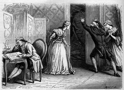 كوميدي فرانسيز: تمثيل "L'Abbe de l'Epee" للمخرج جان نيكولا (جان نيكولاس) بويلي (1763-1842). نقش من 1867-1868. بواسطة المدرسة الفرنسية