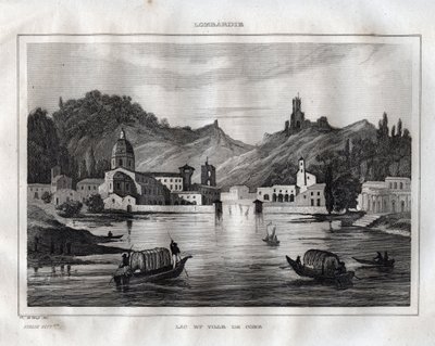 كومو - بحيرة كومو - بحيرة تعال - نقش من "" إيطاليا الخلابة "بقلم M. de Norvins، Ch. نودير 1834-1836. بواسطة المدرسة الفرنسية