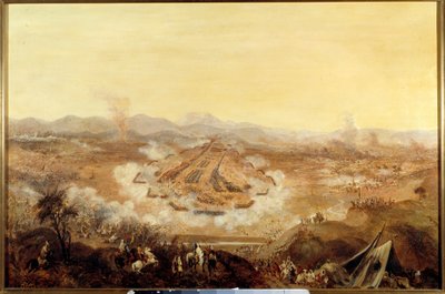 غزو الجزائر: "" معركة إسلي في 16/8/1844 التي تصور المغاربة الذين يدعمون عبد القادر أمام الفرنسيين "لوحة للمدرسة الفرنسية. 1844 باريس ، متحف أرمي بواسطة المدرسة الفرنسية