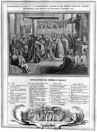 تكريس وتتويج هنري الرابع (1553-1610) في كاتدرائية شارتر في 27 يناير 1594 ، أواخر القرن السادس عشر بواسطة المدرسة الفرنسية