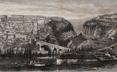 قسنطينة (الجزائر) - نقش في "" La France illustree: الجغرافيا والتاريخ والإدارة الإحصائية "بقلم V.A. الشعير براون. 1884 بواسطة المدرسة الفرنسية