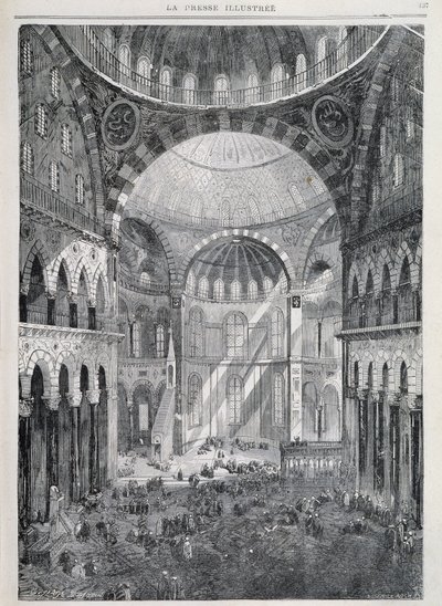 Constantinople: the Hagia Sophia Mosque - in “” La Presse Illustrée””, Dec. 1869 بواسطة المدرسة الفرنسية
