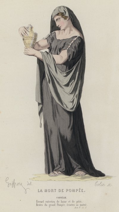 Corneille, La Mort De Pompee, Act V, Sc I (coloured engraving) بواسطة المدرسة الفرنسية