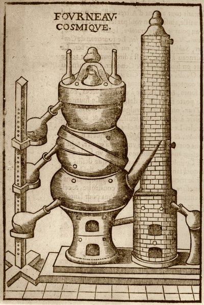 فرن كوني ، من La Theotechnie Ergocosmique بواسطة Annibal Barlet (1653) موضح في تاريخ السحر المنشور في أواخر القرن التاسع عشر بواسطة المدرسة الفرنسية