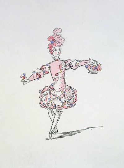 تصميم أزياء شاب مصري في الربيع في Les Fetes de LHymen (نقش يدوي) بواسطة المدرسة الفرنسية