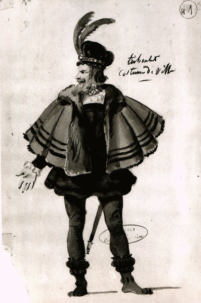 تصميم أزياء لـ Triboulet ، في Le Roi samuse (1832) بواسطة Victor Hugo (1802-85) ، 1832 (قلم وحبر على ورق) بواسطة المدرسة الفرنسية