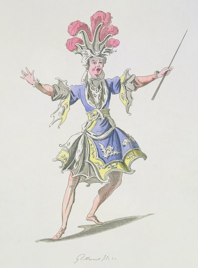 تصميم الأزياء للساحر ، في Dardanus ، libretto بواسطة Leclerc de Labruere ، ألحان جان فيليب رامو (1683-1764) بالفاكس بواسطة A. Guillaumot Fils (نقش الألوان) بواسطة المدرسة الفرنسية