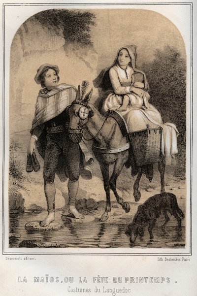 أزياء du Languedoc - la Maios أو la fete du printemps - نقش في "" THE SOURCES DE MON UNCLE MEMORIES ET RECITTS DE Voyages "بواسطة MORING MICHEL - نهاية القرن التاسع عشر بواسطة المدرسة الفرنسية