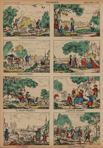 Countryside scenes (coloured engraving) بواسطة المدرسة الفرنسية
