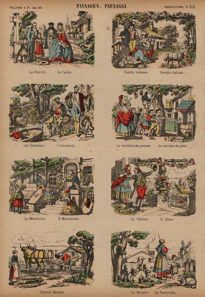 Countryside scenes (coloured engraving) بواسطة المدرسة الفرنسية