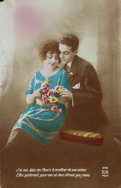 زوجين بالورود ، 1910-1920 بواسطة المدرسة الفرنسية
