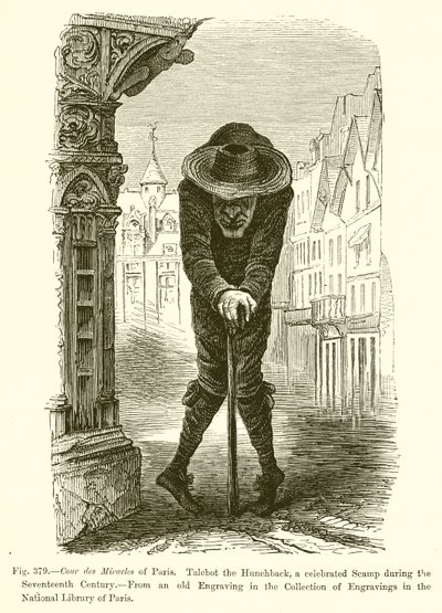 محكمة المعجزات في باريس. Talebot the Hunchback ، وهو مستوطن شهير خلال القرن السابع عشر بواسطة المدرسة الفرنسية