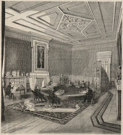Cour des comptes - غرفة اللجنة - نقش في "Tableau-de-Paris" بواسطة Edmond Texier 1852 بواسطة المدرسة الفرنسية