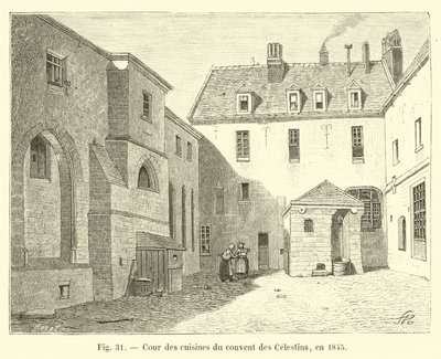 فناء مطابخ دير Celestins ، في عام 1845 بواسطة المدرسة الفرنسية