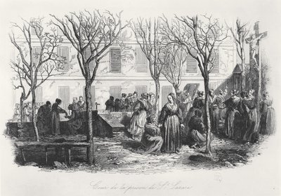 فناء سجن باريس سانت لازار ، ج. 1840 بواسطة المدرسة الفرنسية