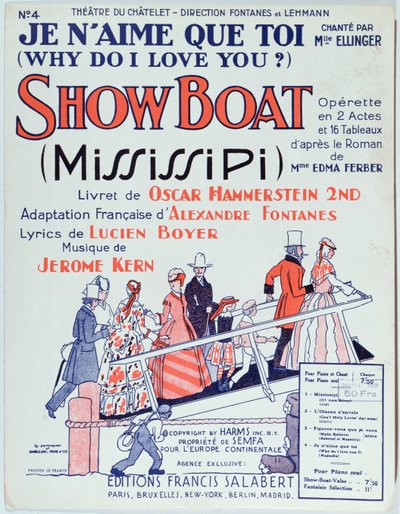 غلاف لدور أوبرا Showboat ، أنتج في مسرح du Chatelet في عام 1928 بواسطة المدرسة الفرنسية