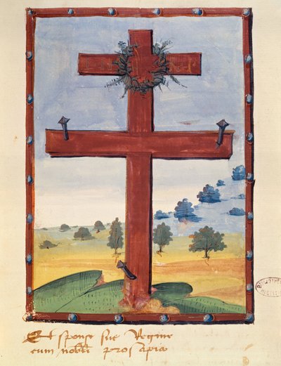 صليب لورين ، مصغر من مخطوطة تتعلق برينيه الثاني (1451-1508) دوق لورين بواسطة المدرسة الفرنسية