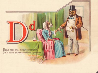 D: Dane ، صديق fidele ، طبيب حنون ، الذي يرحب به أسلوب الكلب الحلو من خلال الأحجار الكريمة بواسطة المدرسة الفرنسية