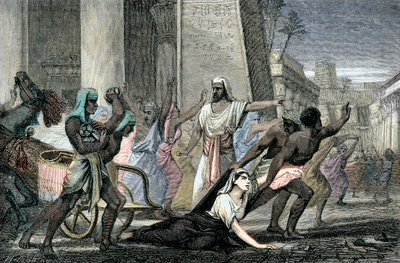 مقتل هيباتيا على يد أتباع بطريرك الإسكندرية ، كيرلس ، نهاية القرن التاسع عشر (نقش) بواسطة المدرسة الفرنسية