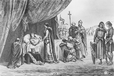 وفاة لويس التاسع عام 1270 (نقش) بواسطة المدرسة الفرنسية