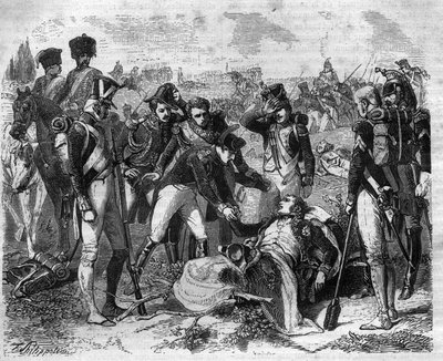وفاة المارشال جان لانز (1769-1809) ، مارشال الإمبراطورية في إسلنغ. نقش في "Histoire des Papes-Rois-Queen and Empereurs عبر القرون" بقلم موريس لاتشاتر بواسطة المدرسة الفرنسية