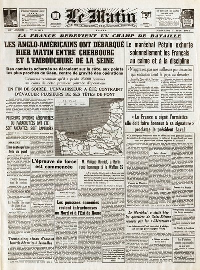 إنزال نورماندي يونيو 1944 - إنزال نورماندي 6 يونيو 1944 (يوم النصر) - في صباح يوم الخميس 7 يونيو 1944 غادر الأنجلو أمريكان صباح أمس بين شيربورج ومصب نهر السين بواسطة المدرسة الفرنسية