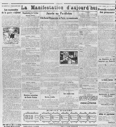مظاهرة اليوم ، جوريس في البانثيون ، من LHumanite ، 23 نوفمبر 1924 (ورقة مطبوعة) بواسطة المدرسة الفرنسية