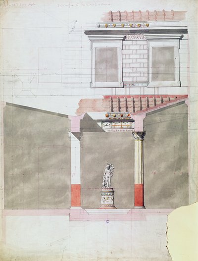 تصميم لردهة قصر بومبيان للأمير نابليون الثالث (1808-73) (مرحاض على ورق) بواسطة المدرسة الفرنسية