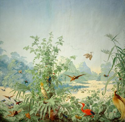 تفاصيل Brasil ، تصميم خلفية بانورامي ، طبعه Desfosse et Karth ، باريس ، 1867 بواسطة المدرسة الفرنسية