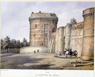 Dinan Castle - lithography, late 19th century بواسطة المدرسة الفرنسية
