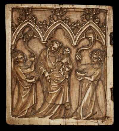لوحة Diptych مع العذراء والطفل وملائكين ، 1375-1400 بواسطة المدرسة الفرنسية
