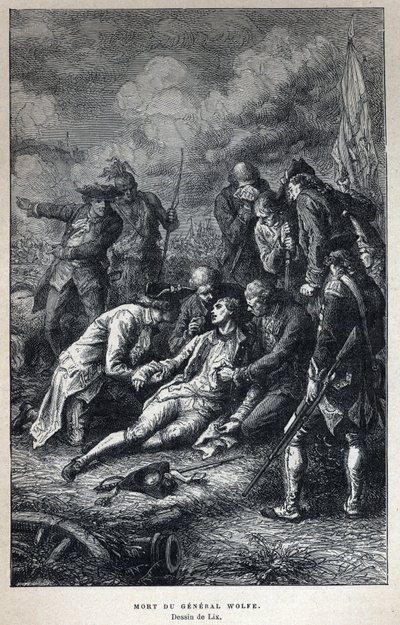 اكتشف كندا: وفاة الجنرال جيمس وولف (1727-1759) الجيش البريطاني في معركة كيبيك في 13 سبتمبر بواسطة المدرسة الفرنسية