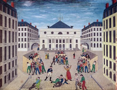 توزيع النبيذ في Place de lOdeon في باريس ، c.1805-10 (مرحاض على ورق) بواسطة المدرسة الفرنسية