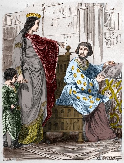 سلالة الكابيتيون: كونستانس دي آرل (986-1032) ، ملكة فرنسا ، مع روبرت الثاني الورع (972-1031). بواسطة المدرسة الفرنسية