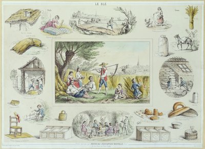 التوضيح التربوي للذرة ، 1860-70 (نقش الألوان) بواسطة المدرسة الفرنسية