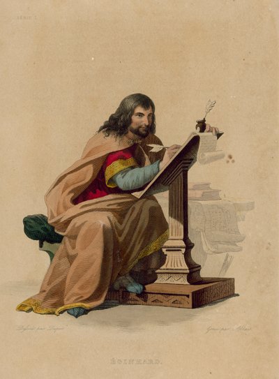 Eginhard (coloured engraving) بواسطة المدرسة الفرنسية