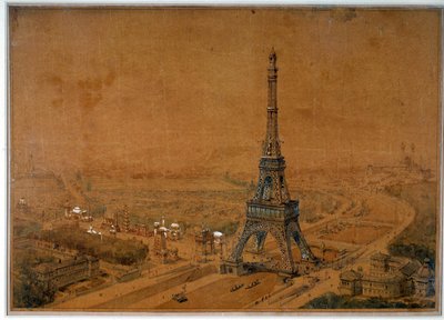 مشروع برج إيفل في مسابقة 1886 يرفض إقامة معرض 1889. رسم 1886. باريس ، المحفوظات الوطنية بواسطة المدرسة الفرنسية