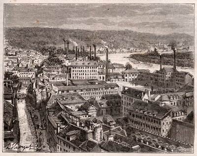 Elbeuf - Seine-Maritime - نقش في "فرنسا اللامعة: الجغرافيا والتاريخ والإدارة الإحصائية" بواسطة VA Malt-Brown. 1884 بواسطة المدرسة الفرنسية