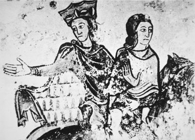Eleanor of Aquitaine with a riding companion (mural) بواسطة المدرسة الفرنسية